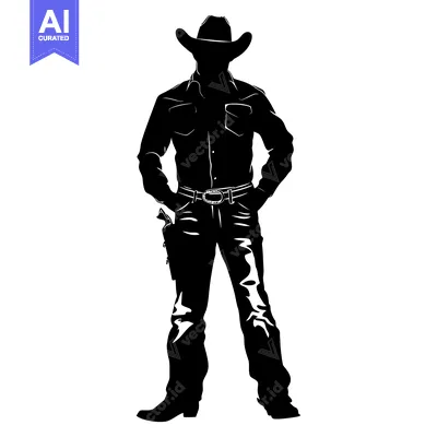 Aset premium populer: Silhouette of a Cowboy with a Gun Holster