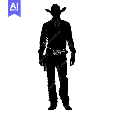 Popular premium asset: Silhouette of a Cowboy with a Gun