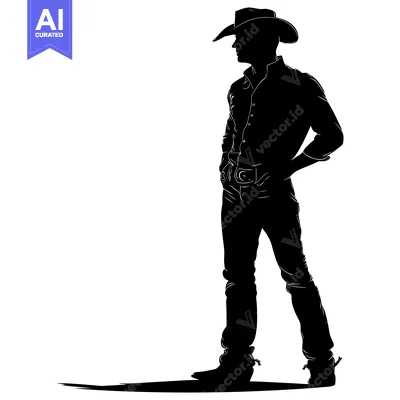 Popular premium asset: Silhouette of a Cowboy with a Hand on His Hip
