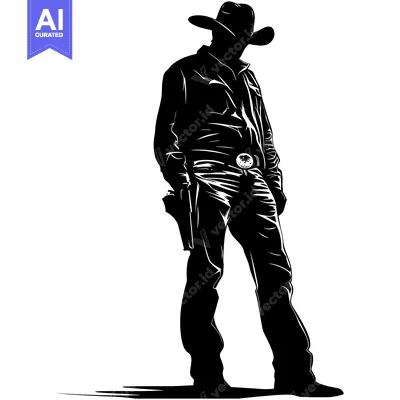 Premium design asset: Silhouette of a Cowboy with a Gun Holster