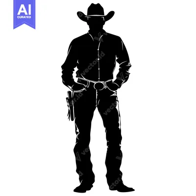 Premium design asset: Silhouette of a Cowboy with a Gun Holster
