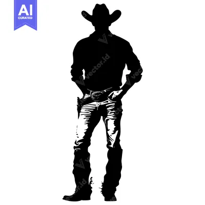 Popular premium asset: Silhouette of a Cowboy with a Gun and Hands on His Hips