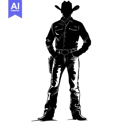 Premium design asset: Silhouette of a Cowboy with a Gun in His Holster
