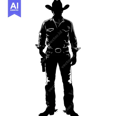 Aset premium populer: Silhouette of a Cowboy with a Gun Holster