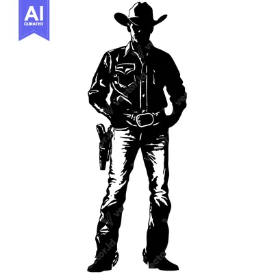 Aset premium populer: Silhouette of a Cowboy with a Gun Holster