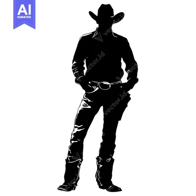 Aset premium populer: Silhouette of a Cowboy with Hands on Hips