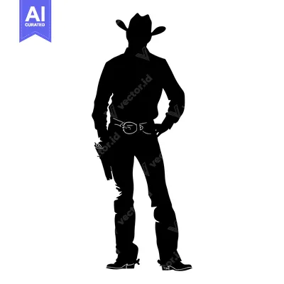 Aset premium populer: Silhouette of a Cowboy with a Gun Holster
