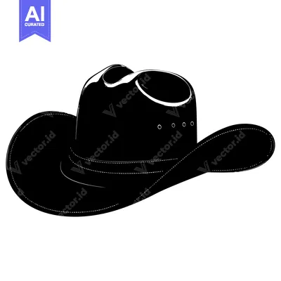 Aset premium populer: Black and White Silhouette of a Cowboy Hat