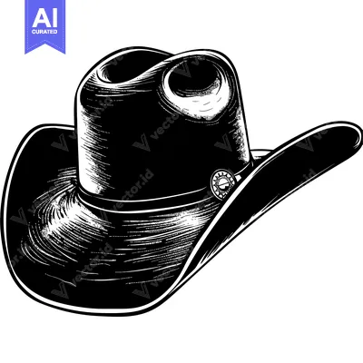 Popular premium asset: Black and White Illustration of a Cowboy Hat
