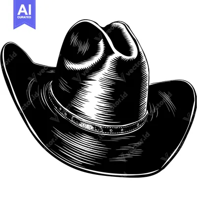 Aset premium populer: Black and white illustration of a cowboy hat