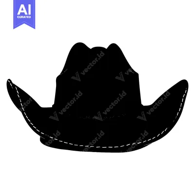 Aset desain premium: Black and White Silhouette of a Cowboy Hat