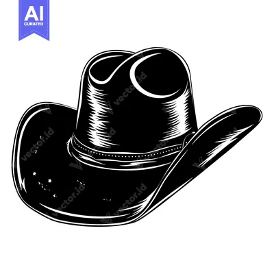 Aset premium populer: Black and White Illustration of a Cowboy Hat