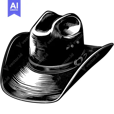 Premium design asset: A Black and White Illustration of a Cowboy Hat