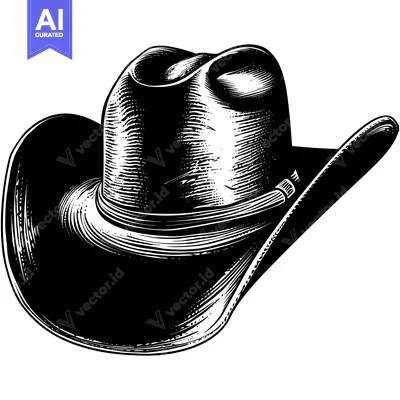Popular premium asset: Black and White Illustration of a Cowboy Hat