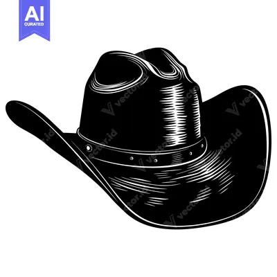 Popular premium asset: Black and White Silhouette of a Cowboy Hat