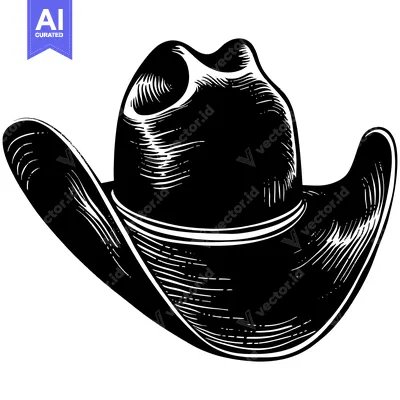 Aset premium populer: Black and White Illustration of a Cowboy Hat