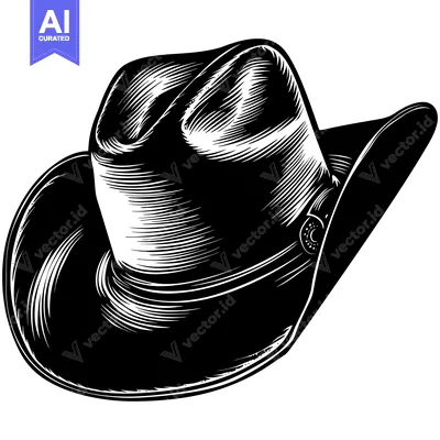 Premium design asset: A Black and White Illustration of a Cowboy Hat
