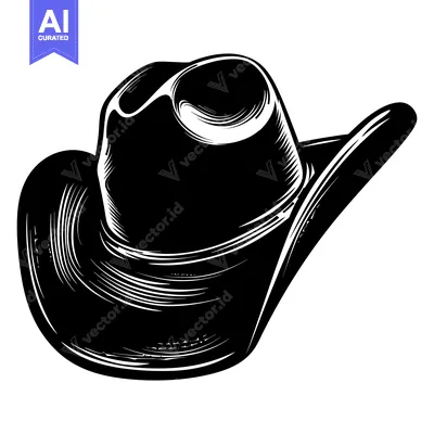 Aset premium populer: A Black and White Illustration of a Cowboy Hat