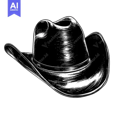 Popular premium asset: Black and White Hand-Drawn Cowboy Hat Illustration