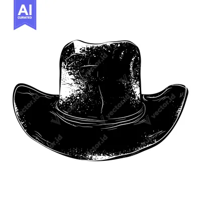 Black and White Illustration of a Cowboy Hat