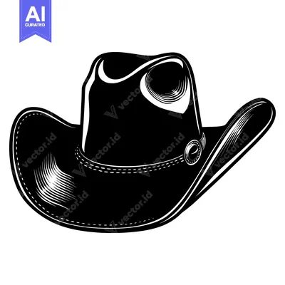 Popular premium asset: Black and White Illustration of a Cowboy Hat