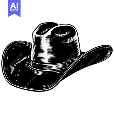 Popular premium asset: Black and White Illustration of a Cowboy Hat