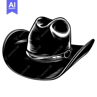 Aset premium populer: Black and White Illustration of a Cowboy Hat