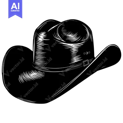 Aset premium populer: Black and White Illustration of a Cowboy Hat