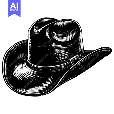 Popular premium asset: Black and White Illustration of a Cowboy Hat