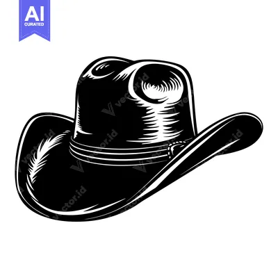 Aset premium populer: Black and White Illustration of a Cowboy Hat