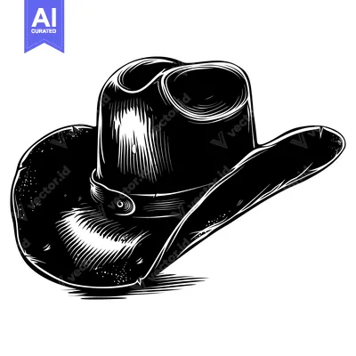Aset premium populer: Black and White Illustration of a Cowboy Hat