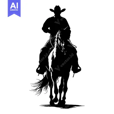 Aset premium populer: Silhouette of a Cowboy Riding a Horse