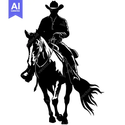 Silhouette of a cowboy riding a horse
