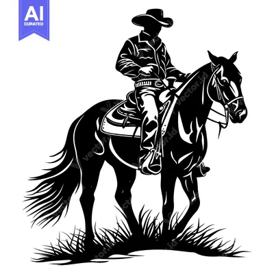 Silhouette of a Cowboy Riding a Horse in Tall Grass