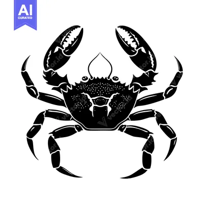 Popular premium asset: Black and White Silhouette of a Crab with Claws Raised