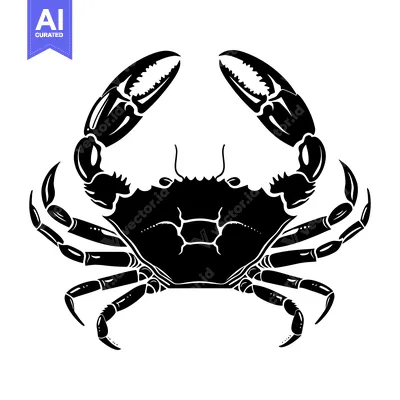 Aset premium populer: Black and White Silhouette of a Crab with Claws Extended