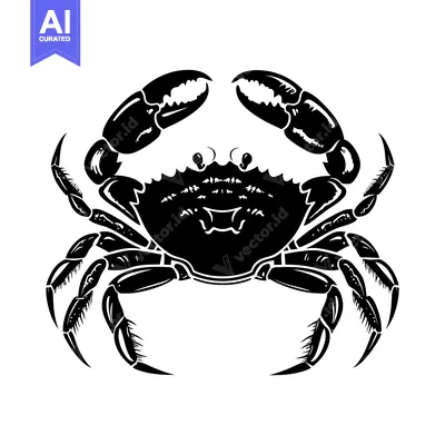 Black and White Silhouette of a Crab with Claws Extended