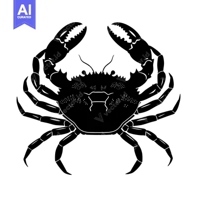 Black and White Silhouette of a Crab with Claws