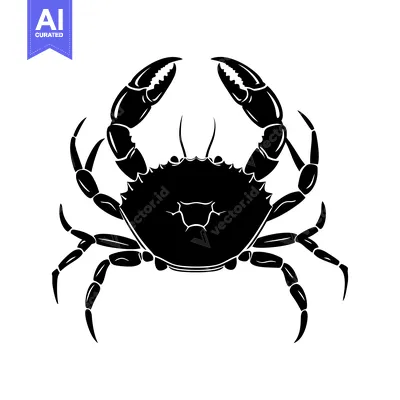 Black Silhouette of a Crab with Claws Raised