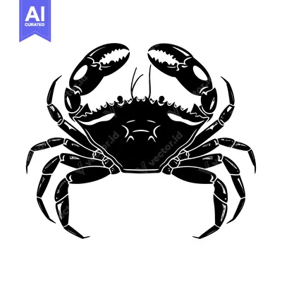 Aset premium populer: Black and White Silhouette of a Crab with Claws Up