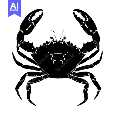 Black and White Silhouette of a Crab