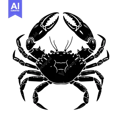 Aset premium populer: Black and White Silhouette of a Crab with Large Claws