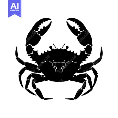Popular premium asset: Black and White Silhouette of a Crab with Claws Outstretched