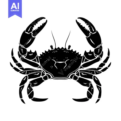 Aset desain premium: Black and White Silhouette of a Crab