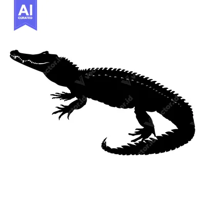 Aset premium populer: Black Silhouette of a Crocodile with Open Mouth