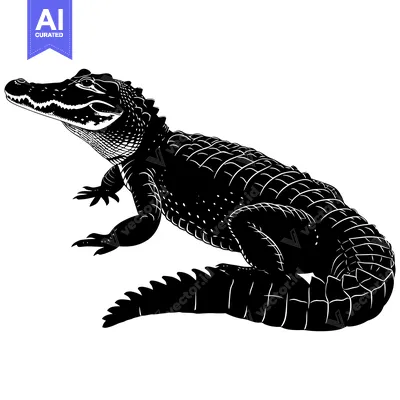 Aset premium populer: Black and White Silhouette of an Alligator