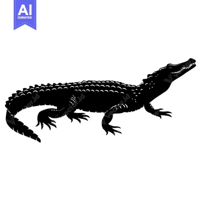 Aset premium populer: Black and White Silhouette of a Crocodile with Open Mouth