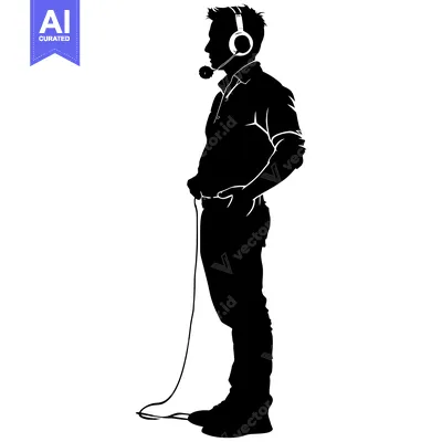 Popular premium asset: Silhouette of a Man Wearing Headphones and a Microphone