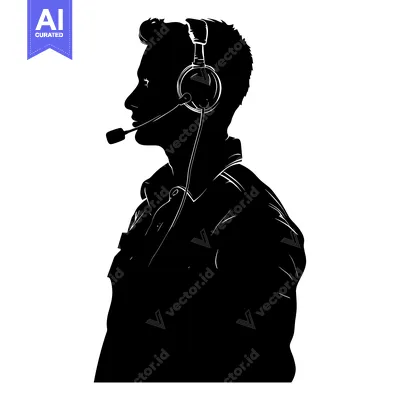 Popular premium asset: Silhouette of a Man Wearing Headphones and a Microphone
