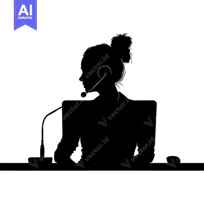 Popular premium asset: Silhouette of a woman speaking into a microphone with a headset